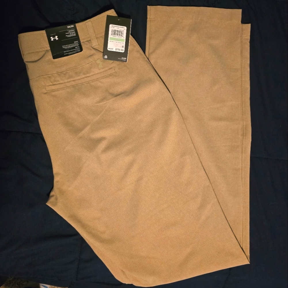 UA Mens 34 Match Play Vented Khaki pants